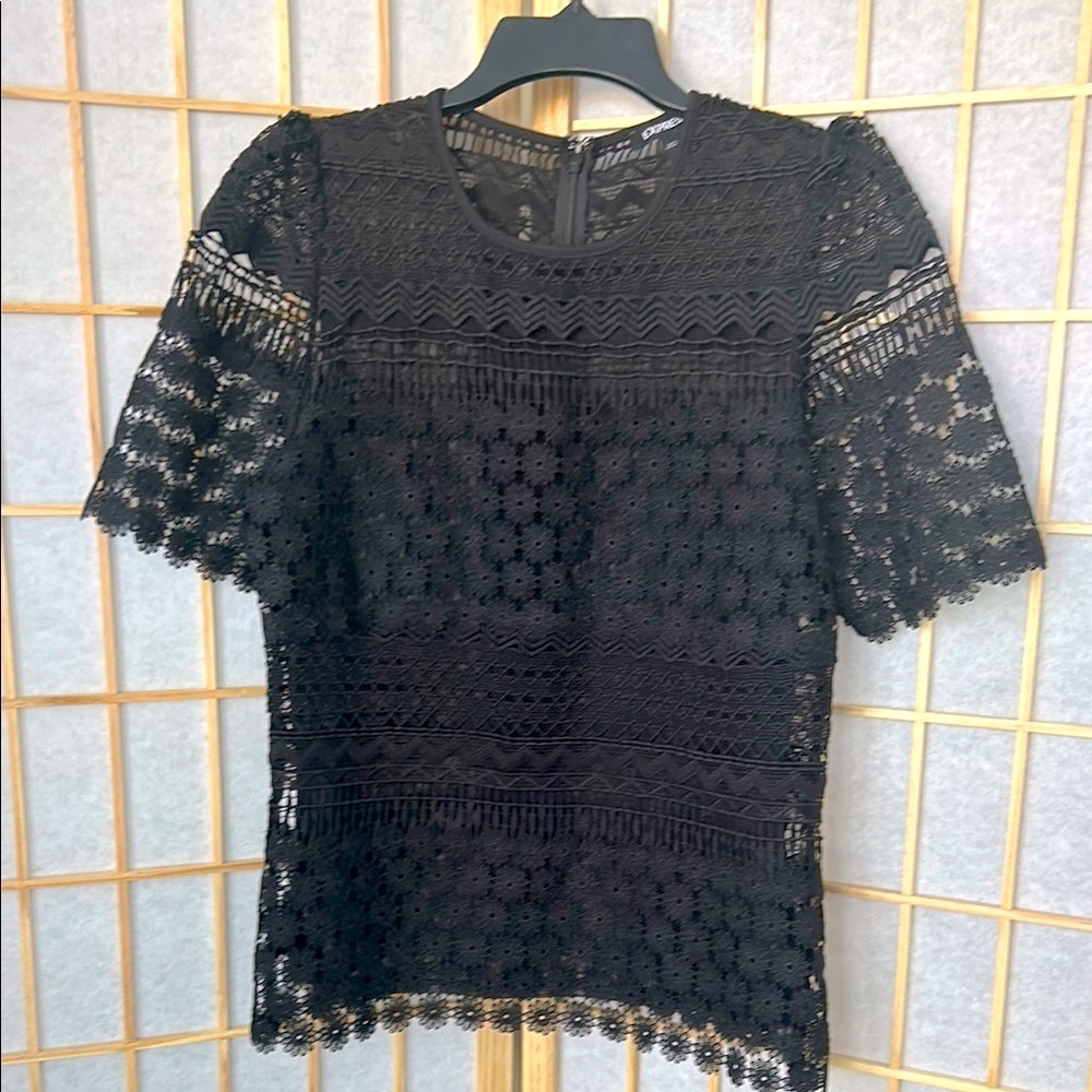 Express black crochet/lace blouse NWOT
